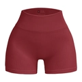 Dark red high waisted seamless yoga shorts in ribbed knit with 90% nylon fabric - Burgundy