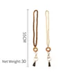 Handmade wooden bead lanyard with tassel and rattan hoop, Style A, 55cm length - Style A / Natural Wood Color