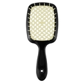 Black and white hollow mesh hair brush with ergonomic handle and scalp protective tips - Black Handle - Off-White