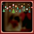 Christmas static window clings featuring cartoon Santa, reindeer, and tree ornaments - Dark Background Hanging Decor Style (HL-094)
