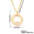 Détail du collier doré avec pendentif cercle en zircon montrant les dimensions 2,6x2cm - Cercle Spirale Or (N01217-2)
