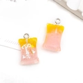 DIY sweet candy bag resin charms in yellow-pink gradient with glitter stars - Gradient Candy