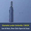 Navy blue automatic folding umbrella with 130cm large diameter and sun protection - Extra Large 10 Ribs - X Series / Navy Blue