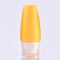Single 60ml yellow silicone travel bottle with white cap and embossed capacity marking - Bowling Pin Type 60ml / Yellow