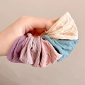 Elastic fabric scrunchies set in beige, teal, pink, and purple with pleated texture - Set of 5 / 1# Morandi Color System Textured Style