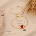 Verstellbares Herzarmband in Gold mit rotem Schmuckstein und Schwertmotiv aus Kupfer - Schwert-Herz-Stil (1#)