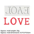 Silicone LOVE letter mold for cake decoration with precise dimensions and weight details - Style 1-Letters Grey