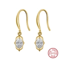 925 sterling silver drop earrings in gold plating with marquise-cut clear stones - Line Marquise Hook / Gold Marquise Hook (SE355-14K)