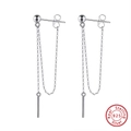 Elegant 925 sterling silver drop earrings featuring long tassel chains and silver finish - Long Tassel Chain / Silver (APE52-P)