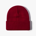Winter knitted beanie in deep wine red finish with classic cuffed ribbed texture - Burgundy