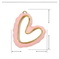 Pendentif cœur émail rose dimensions 24x21mm avec détails en acier inoxydable doré - YE265-Cœur Rouge Rose Bordure Irrégulière