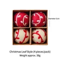 Set di palline di Natale in lana infeltrita con motivi a foglia in scatola regalo - Set di 4 / Stile Foglia di Natale