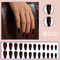 Press-on nail set with dark red to black cat-eye gradient design in almond shape - Wine Red Ombre Almond Shape (Glue Type)