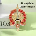 Magnete per frigo Guangzhou Tower in metallo con fiori di kapok rossi e ciondolo a perla - Calamita da Frigo Guangzhou (Confezione in Card)