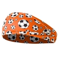 Détail d'un bandeau de sport orange avec imprimé de football noir et blanc sans couture - Orange
