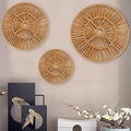 Lot de 3 décorations murales rondes en rotin tressé pour un intérieur moderne - Ensemble 3 : N° 2 + N° 3 + N° 5