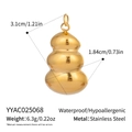 Detailed size chart for the gold stainless steel gourd pendant showing height and weight - Lucky Gourd (YYAC025068)