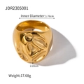 Anello esagerato in acciaio inossidabile oro 18K con trama lava e diametro interno 1,76cm - US 8 / Stile Texture Lava Oro (JDR2305001)