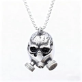 Retro stainless steel skull gas mask pendant necklace with vintage silver finish - Pendant Only (No Chain) / Antique Silver (D0804)