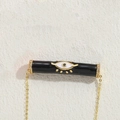 Luxury black cylindrical evil eye necklace with gold chain and zircon inlay details - Black Evil Eye Pattern (XL2692) / Black