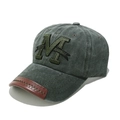 Detailed embroidery of letter M and leather brim accent on vintage washed cotton baseball cap - M (56-58cm) / Army Green