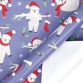 Christmas gift wrapping paper roll with cute sloths and pine patterns on purple background - Christmas Sloth / 43x300cm Roll