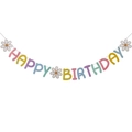 Pastel Happy Birthday banner with daisy accents for children birthday party decor - Macaron Color
