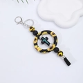 Silikon-Sonnenblumen-Autoanhänger mit schwarzem Kreuz, Jesus-Schriftzug und Quaste - Sonnenblume Schwarz