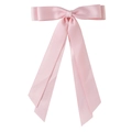 Elegant long pink satin bow hair clip with flowing ribbons and smooth silk texture - 2.5cm Duckbill Clip-Z244 / Light Pink