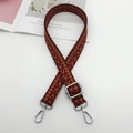 Ethnic style woven shoulder strap with red geometric pattern and silver lobster clasps - Wine Red + Silver Hook