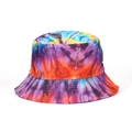 Unisex colorful tie-dye bucket hat with vibrant purple orange and blue patch patterns - Multicolor Block Patchwork Tie-dye (#32)