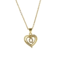 18k gold plated heart necklace with letter O pendant and sparkling zircon stones - Necklace Q
