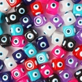 Mixed color square resin evil eye beads for DIY handmade jewelry and bracelets - Multicolor