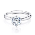 Classic six-prong solitaire ring with a 1-carat round brilliant zircon and adjustable band - Adjustable Open / J22 1 Carat