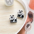 Set of two cute panda hair clips made of glossy acrylic on a wooden aesthetic tray - Panda (Pair)