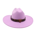Purple wool felt cowboy hat featuring leopard print band and leopard head buckle - One Size / Taro Purple