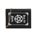 Gothic black book-shaped crossbody bag with white pentagram and Book of Spells print - Book Of Spells Style (Black 1)