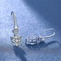 Silver S925 earrings featuring heart-shaped zirconia and sparkling diamond-set hooks - Heart-shaped Ear Hooks Led-158