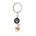 Dog keychain with white paw print and Jack Russell Terrier enamel charms on metal ring - Jack Russell Terrier