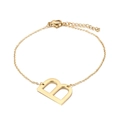 Elegant gold stainless steel letter B pendant bracelet with adjustable lobster clasp - Letter B(KB116139-K)