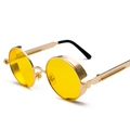 Steampunk round sunglasses with gold metal frame and transparent yellow lenses - Gold Frame Ocean Yellow C20