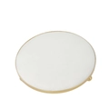 Modern white marble jewelry display tray with gold metal frame and spherical legs - Small Round / Beige