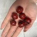 Set of 6 bright red painted 22mm metal craft bells with round loops for DIY projects - Burgundy