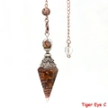 Kegelförmiges Tigerauge-Pendel aus Harz mit Kupferkette und Kristallperle, Modell Tigerauge C - Tigerauge Antik-Bronze