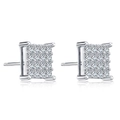 Sparkling square cluster stud earrings with zircon in a polished silver finish - Square Geometric Studs / Silver