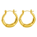 Elegant gold bamboo style round earrings with textured stainless steel hinge closure - Bamboo Bumpy Latch Hoop