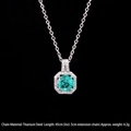 Titanium steel necklace featuring an octagonal pendant with green zircon and white stones - Lake Blue Square Zirconia