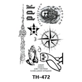 Waterproof temporary tattoo sheet TH-472 featuring black lion, owl and compass designs - Th-472 / 210*148mm