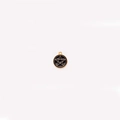 Detail of a golden round pendant featuring a black enamel pentagram star and top loop - 7# Black Enamel Pentagram