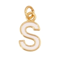 Letter S pendant with golden frame and white enamel for necklaces and bracelets - White - Letter S